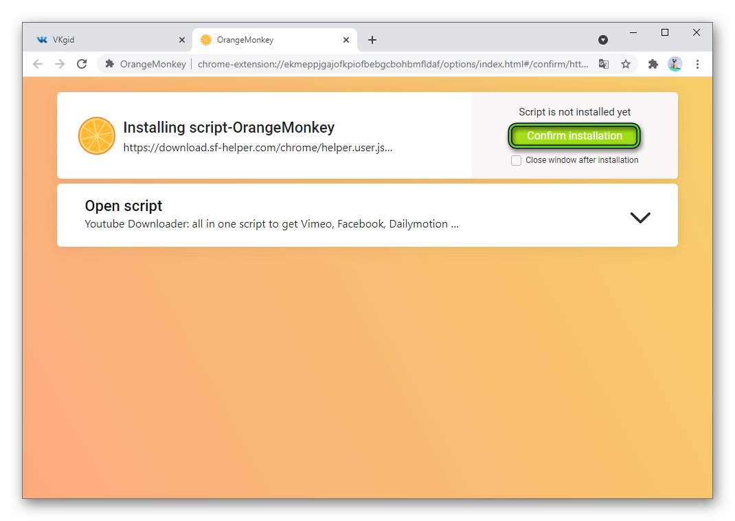 Установка SaveFrom.net через OrangeMonkey для Google Chrome